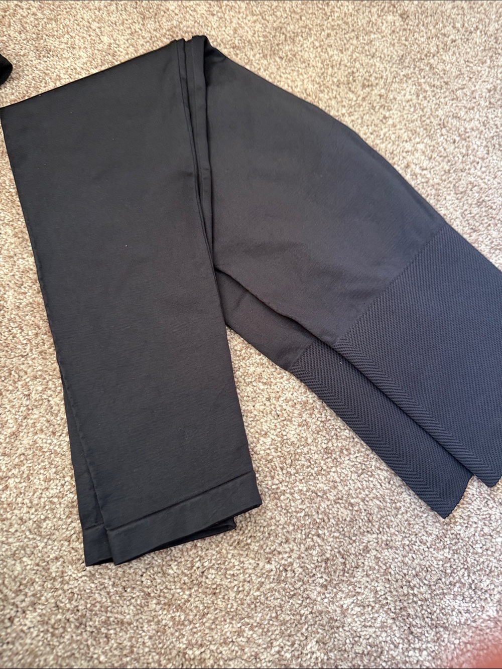 Women’s Black Ponte Knit Leggings with Textured Hem